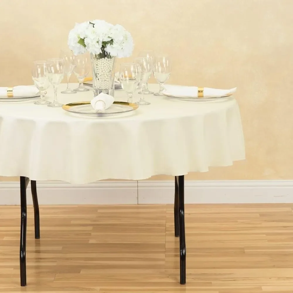 Craft and Party Tablecloth, Round, 70 Inch, Polyester  - Ivory
